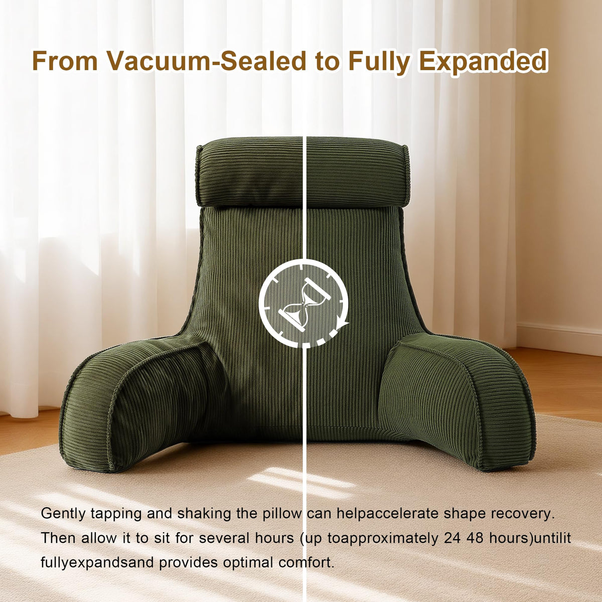 Ailuteie pillow ships vacuum-packed and expands fully within 24 hours.
