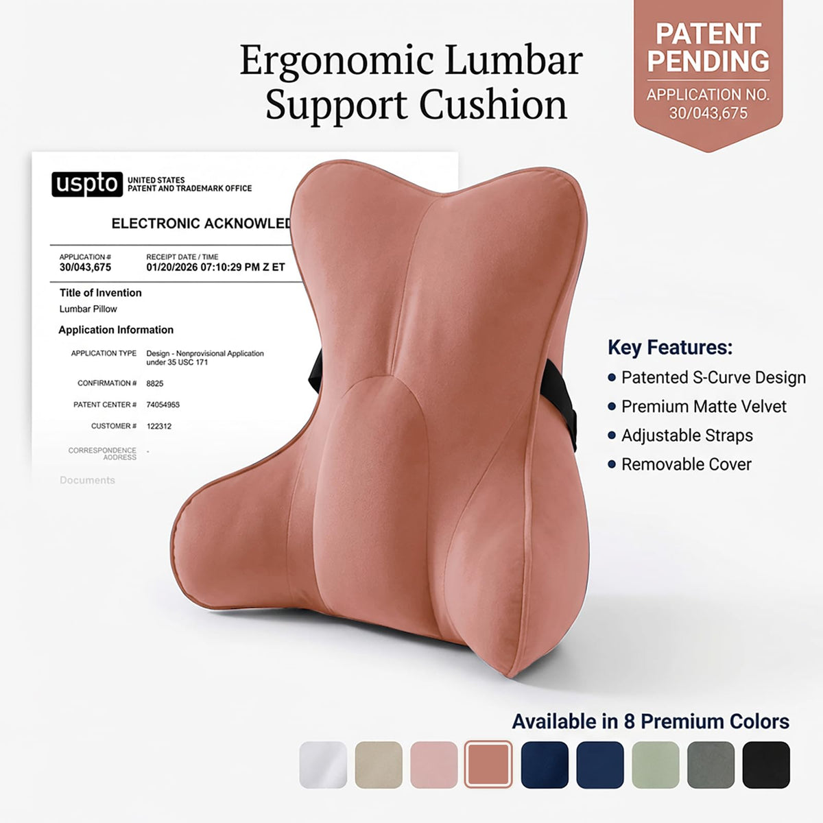 Ailuteie lumbar pillow size 50x45x37 cm for full waist support