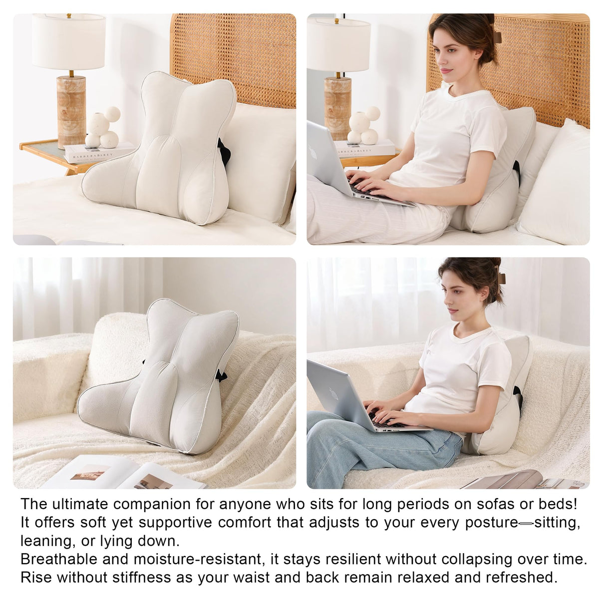 Ailuteie Lumbar Support Pillow on sofa supports reading and lounging