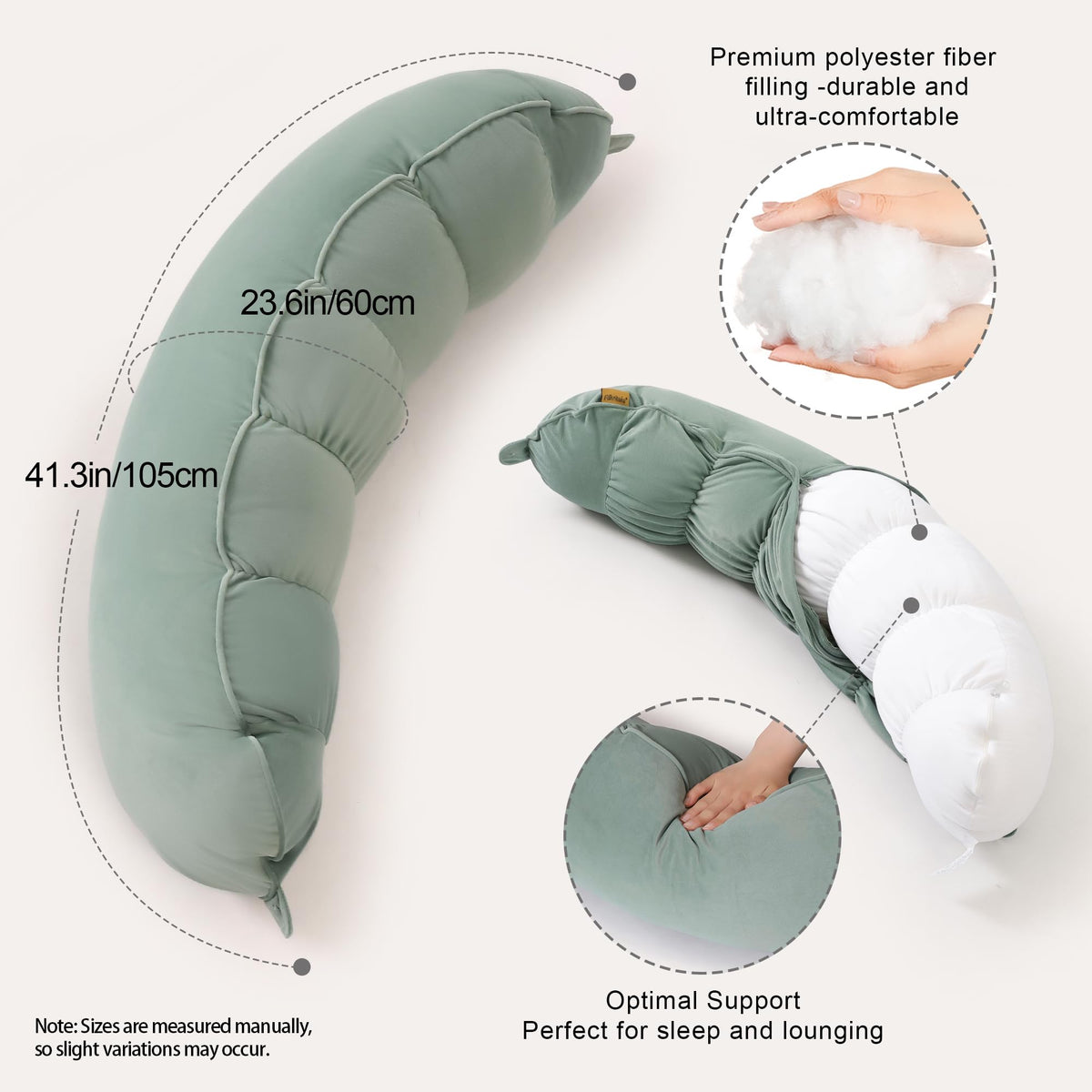 Ailuteie Peallow pillow with hidden zipper removable cover for easy care.