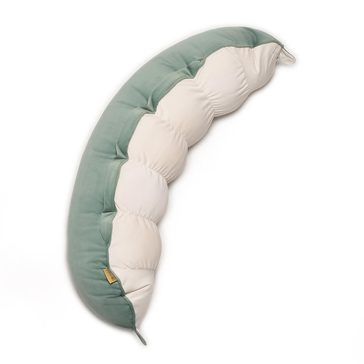 Ailuteie Peallow long-round pillow close-up with green-white cover for full-body comfort.