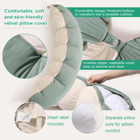 Ailuteie Peallow pillow demonstrates lumbar support while lounging.