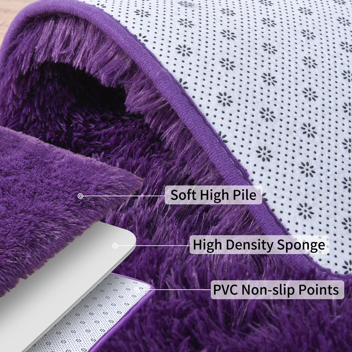 Ailyei cozy bedroom or nursery scene with purple shag rug