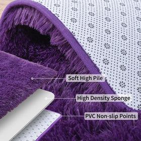 Ailyei cozy bedroom or nursery scene with purple shag rug