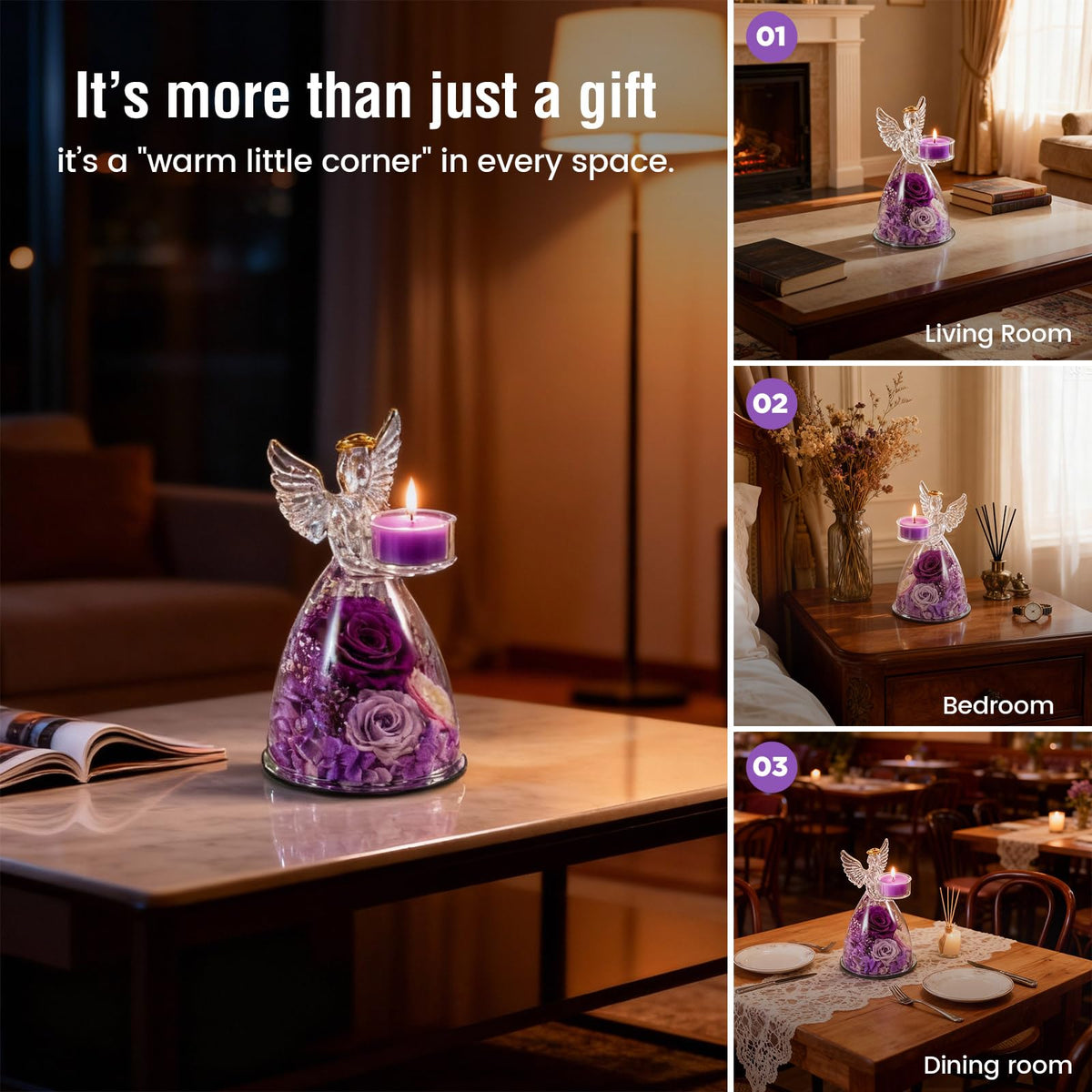 AIMEYE angel figurine adds elegant home décor to any space.