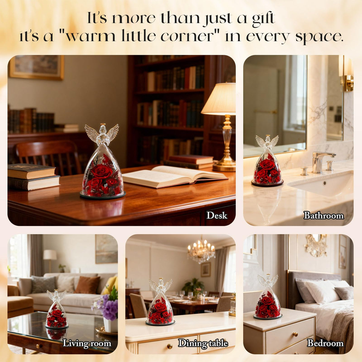 AIMEYE glass angel keepsake elevates home decor with sentimental elegance.
