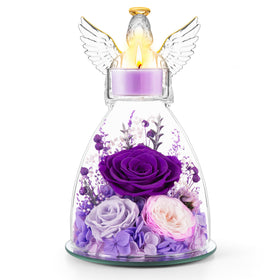 AIMEYE preserved roses inside a glass angel, a timeless decor keepsake.