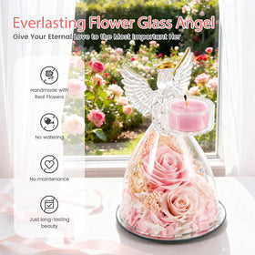 AIMEYE preserved roses with a tealight holder, enhancing cozy ambiance.