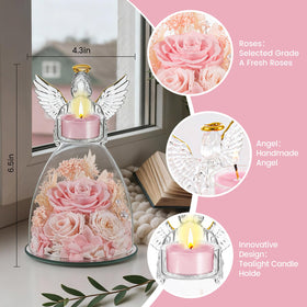 AIMEYE eternal roses in a glass angel brighten delivery gifts for Mom or Grandma.