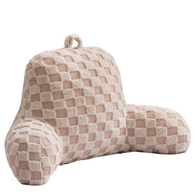 Aimuan reading pillow with checkered backrest, ideal for comfortable upright reading