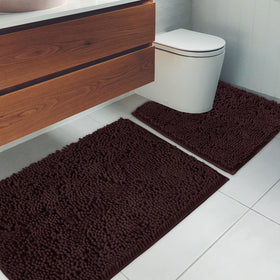 AINAHYVA chenille bath mat 20x20 U-shaped brown around sink for safety