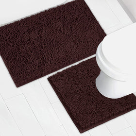 AINAHYVA chenille bath mat 20x32 brown, plush comfort with quick moisture absorption