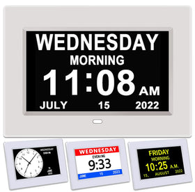 AINFTIME DST Clock with a 7-inch white display for easy reading
