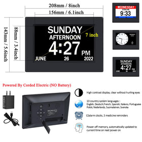 AINFTIME DST Clock elderly-font display helps seniors read date, month, and time
