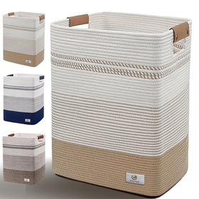 AINUOQI 85L large laundry hamper in cotton rope for easy storage