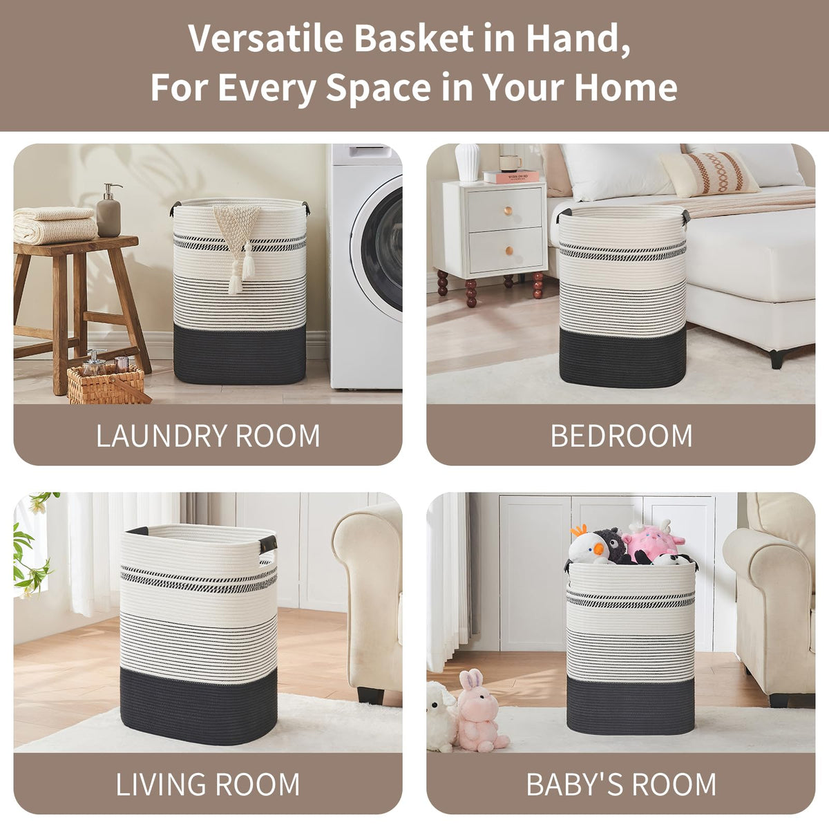 AINUOQI storage basket for living room decor, blends natural aesthetic and organization