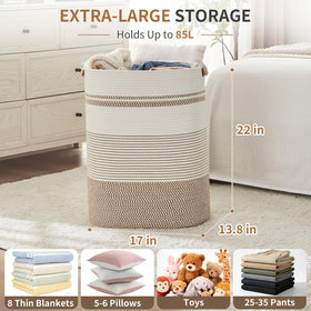 AINUOQI blanket basket in living room adds decorative storage and warmth