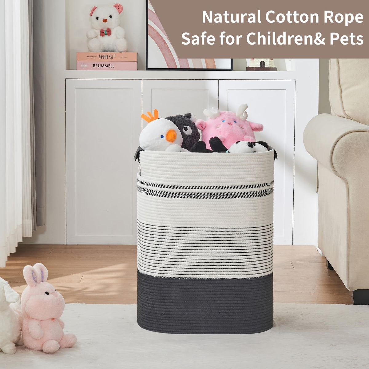 AINUOQI cotton storage basket for bedroom, decorative and practical