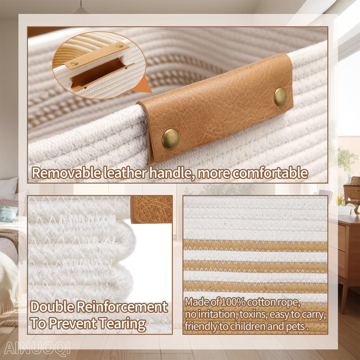 AINUOQI decorative basket for organized living room interiors
