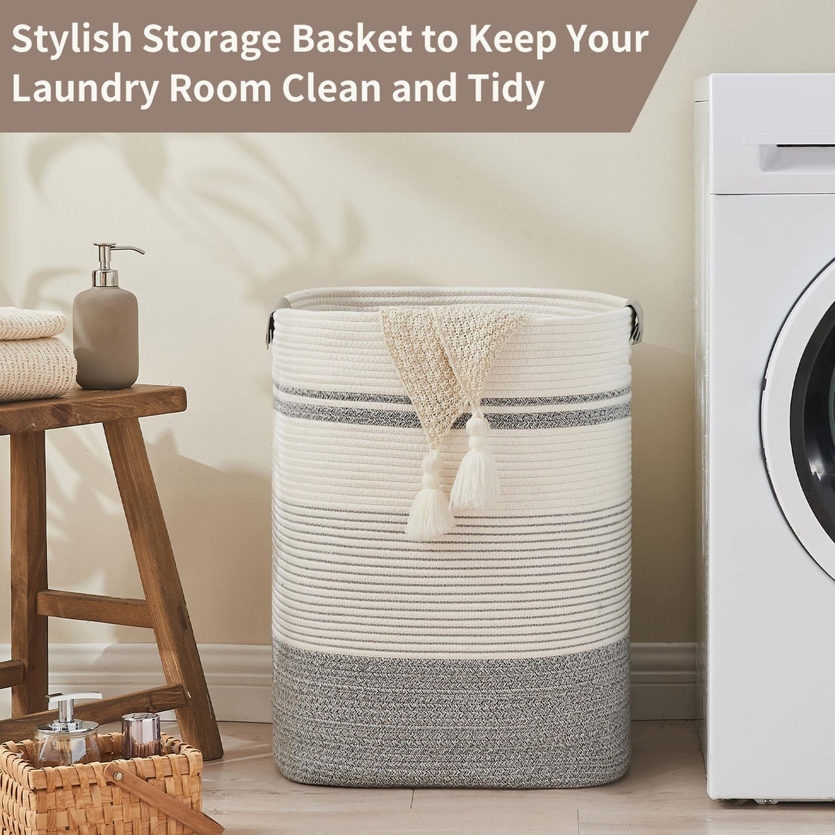 AINUOQI decorative woven basket adds boho flair to any space.