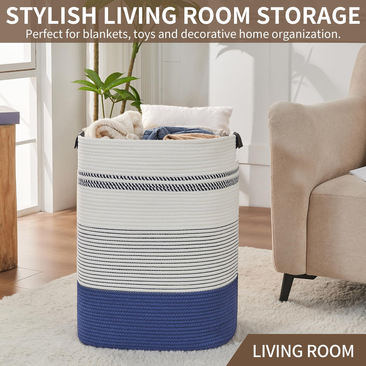 AINUOQI durable cotton rope hamper built for long-lasting use