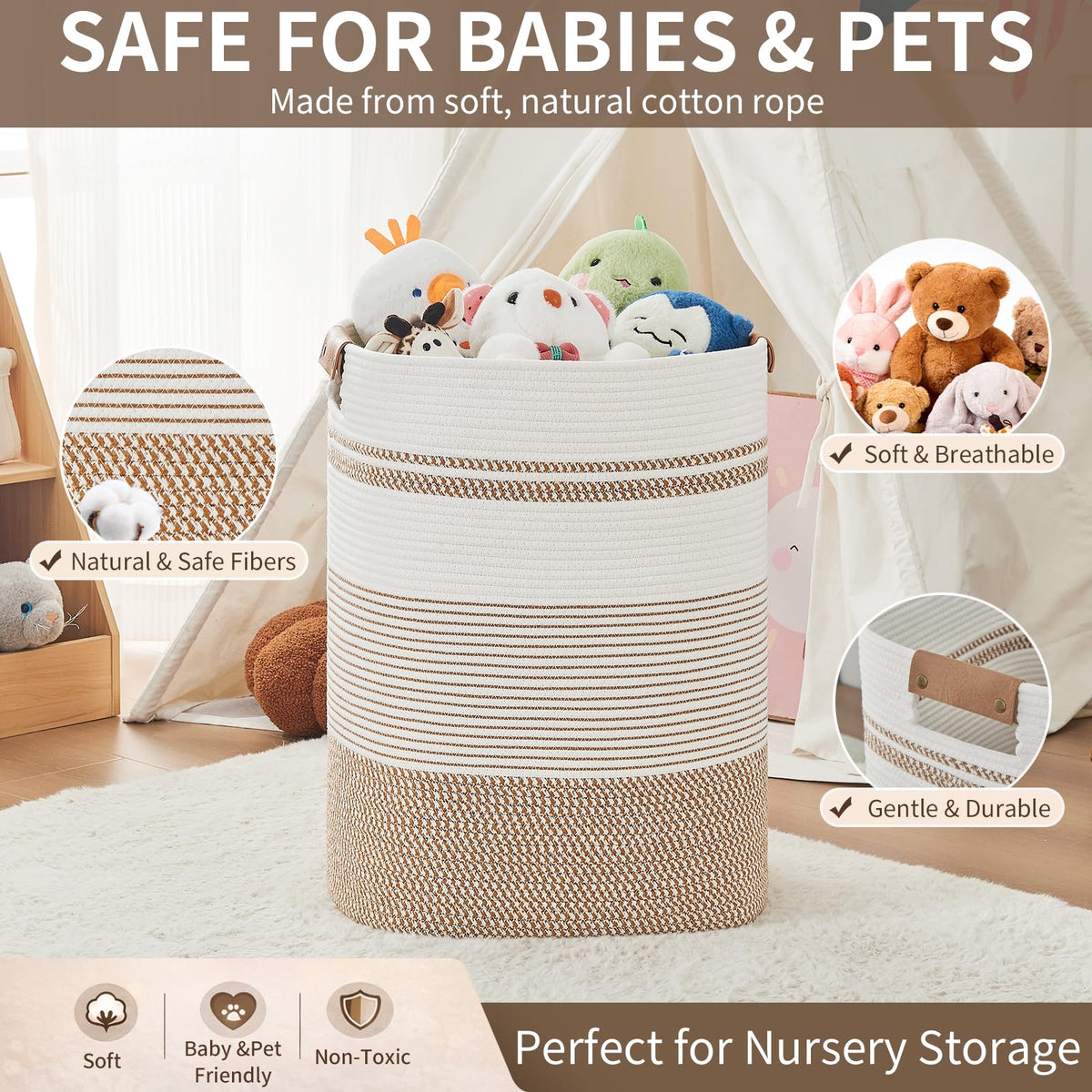 AINUOQI easy-carry handles allow portable storage across rooms