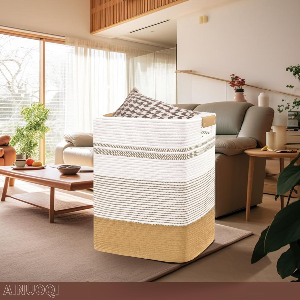 AINUOQI large capacity basket organizes clothes and clutter