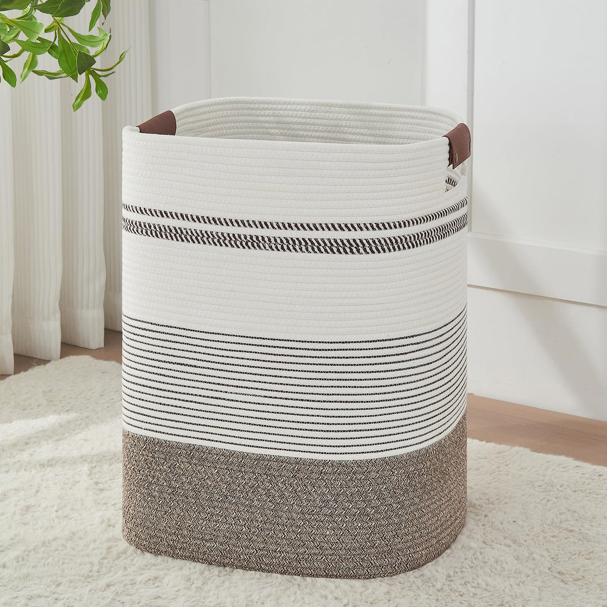 AINUOQI Laundry Hamper tall rope structure for organized laundry