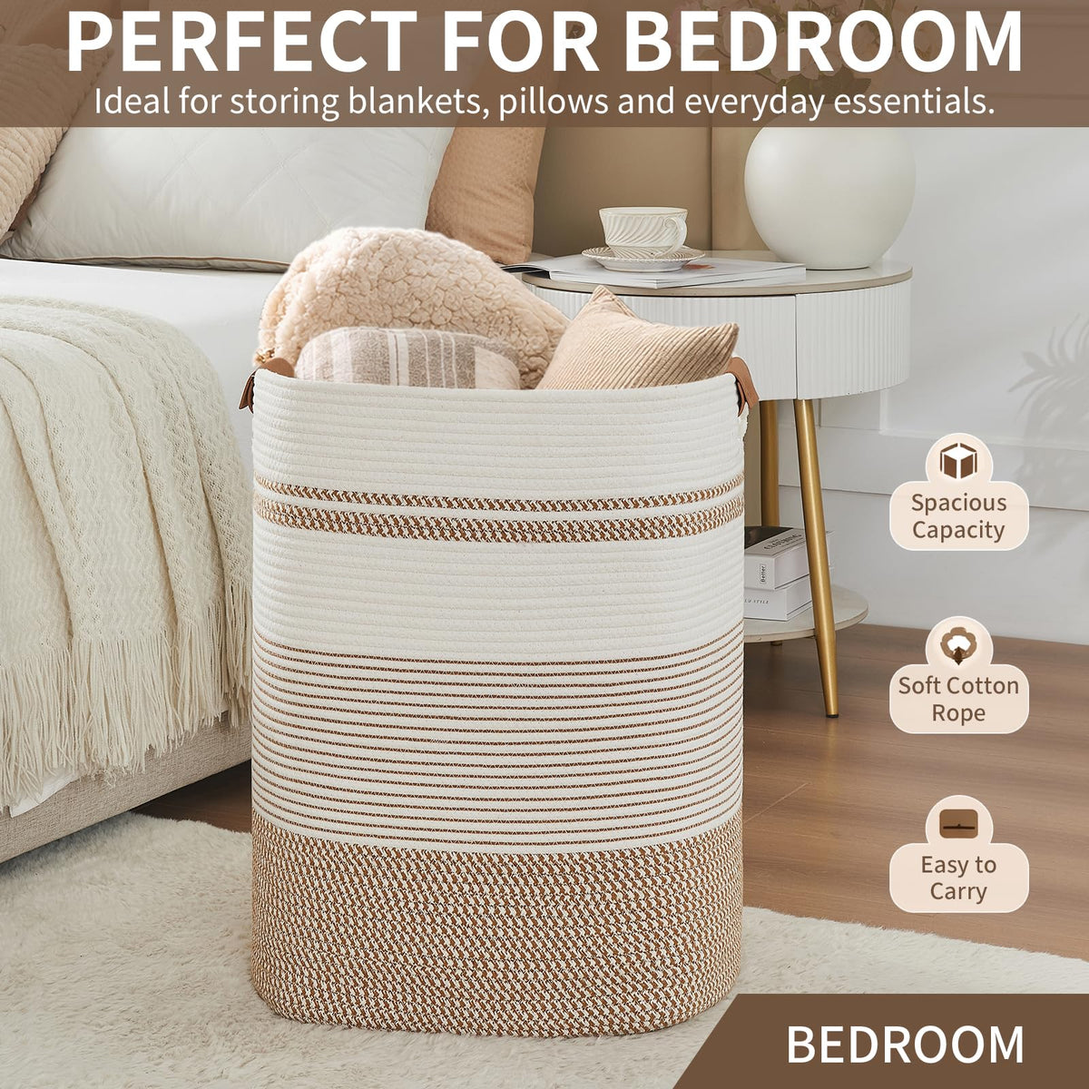 AINUOQI versatile basket supports laundry, toys, and blanket storage