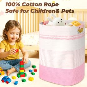 AINUOQI pink-white cotton basket blends style with practical storage