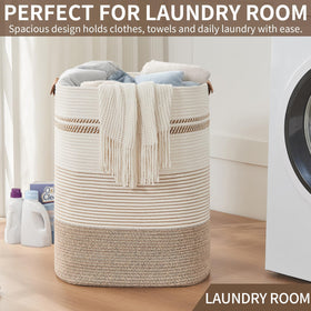 AINUOQI woven laundry hamper: blends practicality with decorative charm.