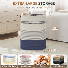 AINUOQI woven rope hamper with large capacity for dirty clothes