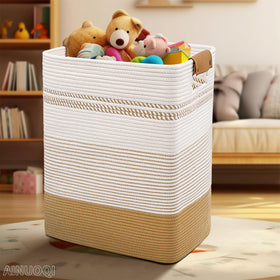 AINUOQI decorative woven rope texture basket adds storage charm