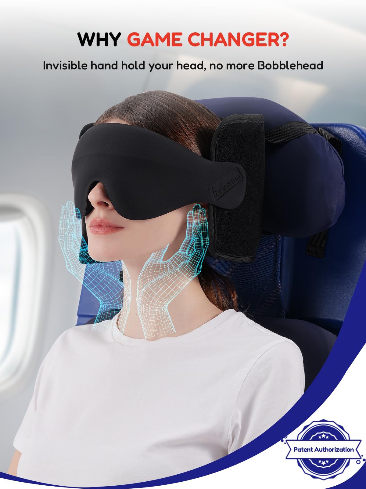 Air Neck Free seat-strap system stabilizes head to reduce bobblehead