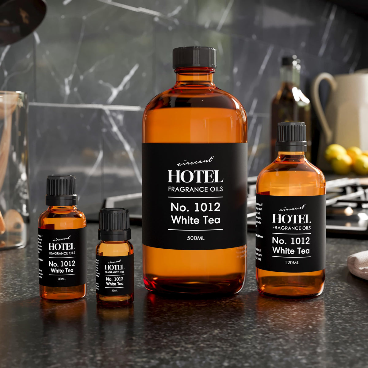 Air-Scent No.1012 fragrance notes highlight orange and bergamot for a bright ambiance.