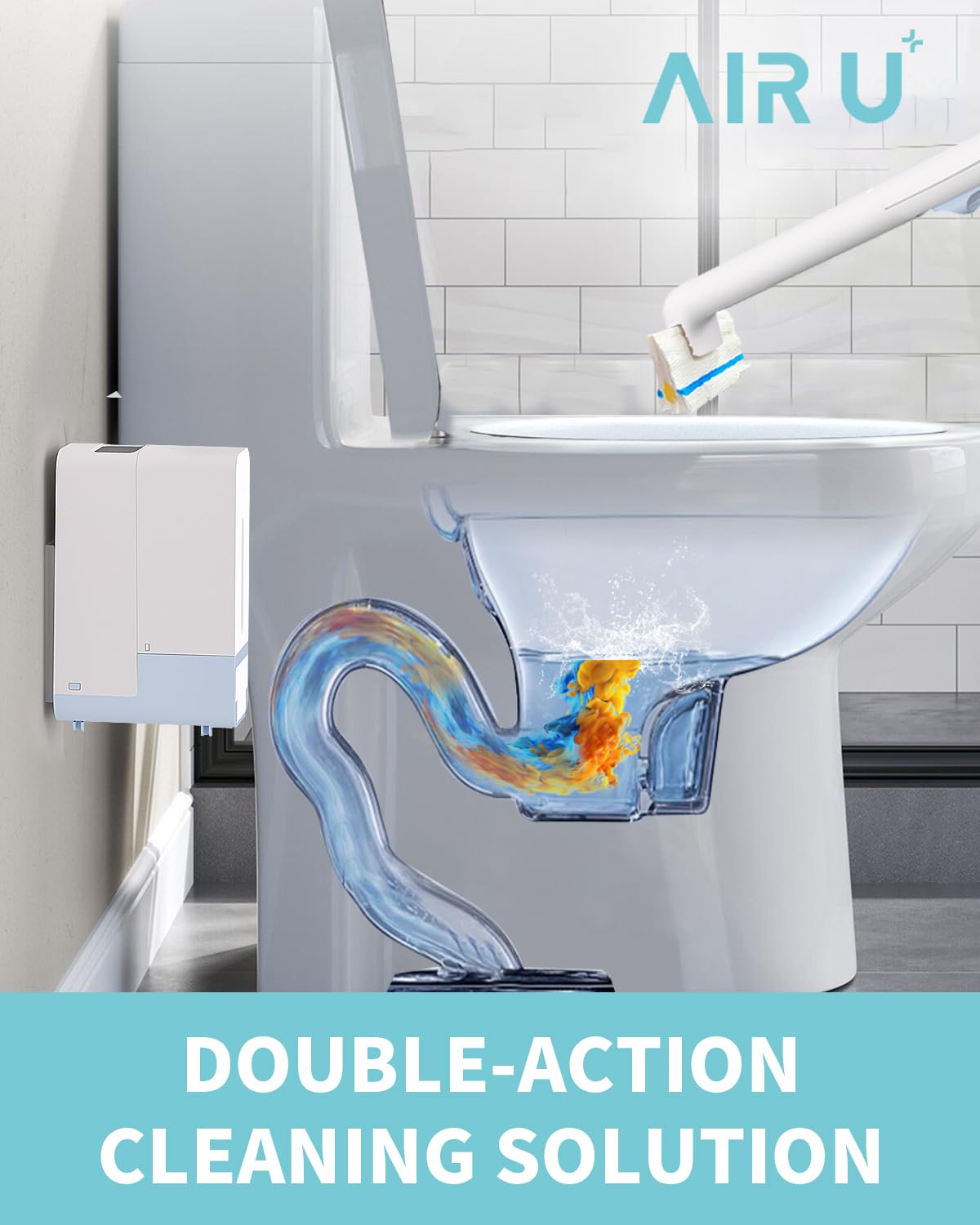 AIR U+ 17-inch toilet wand extends reach for thorough scrubbing