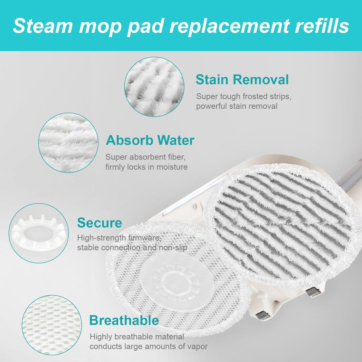 AIR U+ pad with mesh inner lining supports efficient steam flow.