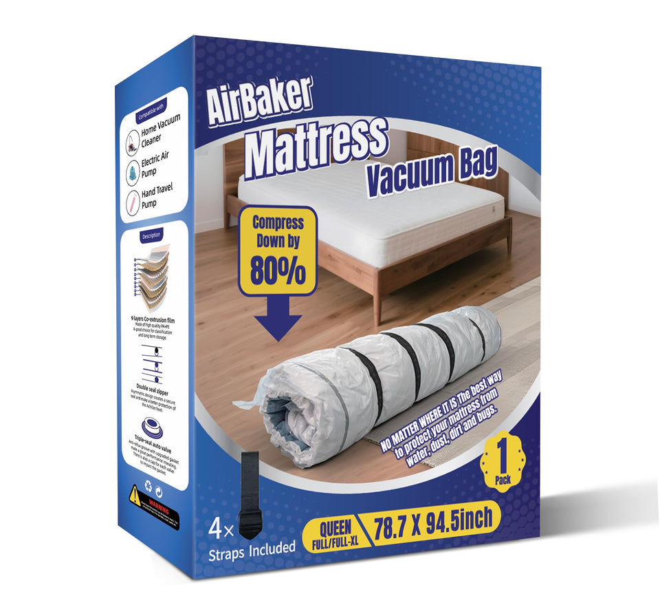 AirBaker XXX-Large vacuum bag set showing space-saving capacity for bulky bedding.