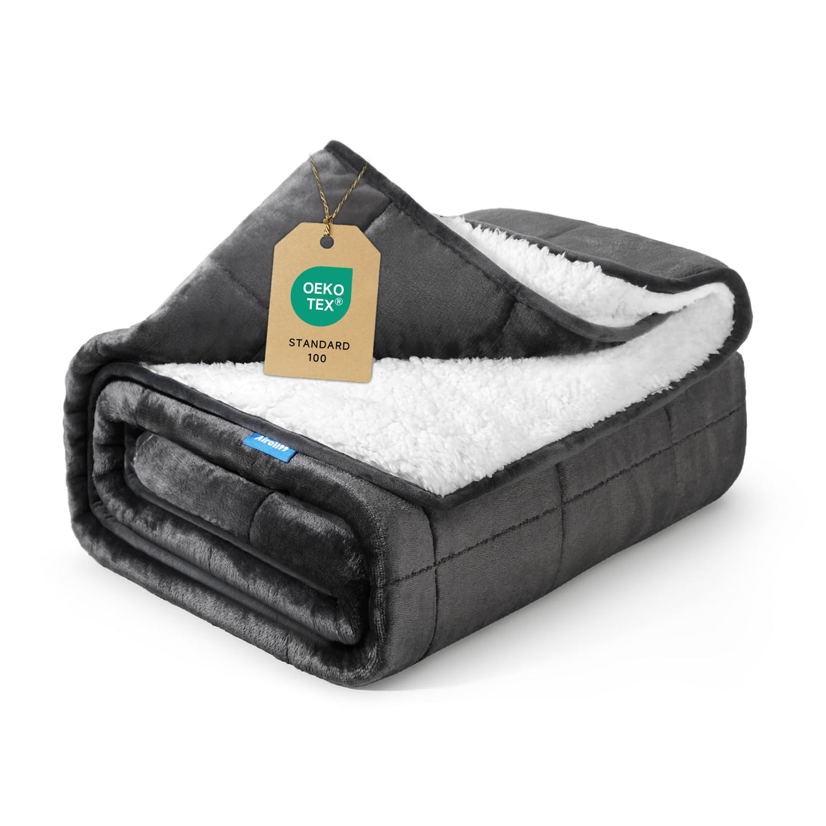 Aircliff weighted blanket 15lbs top view highlighting plush fabric for cozy warmth.
