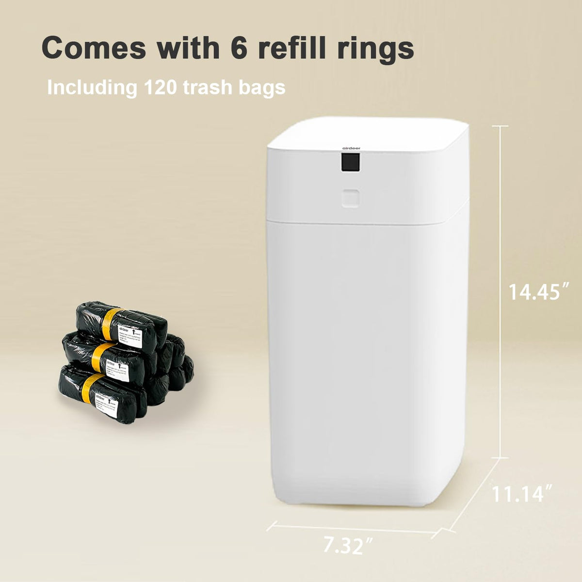 Airdeer long battery life supports weeks of hands-free trash disposal.