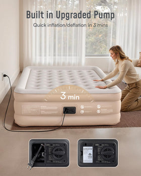 Airefina 18-inch raised queen mattress for easy entry and exit