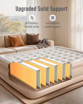 Airefina queen mattress showing honeycomb coil support for stability
