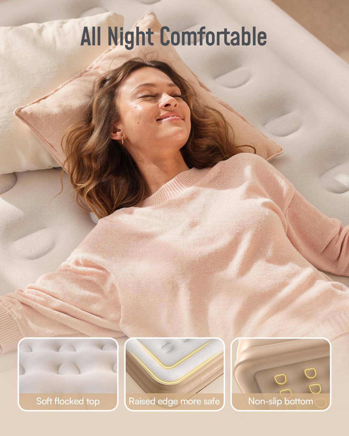 Airefina waterproof flocked top provides soft, slip resistant surface