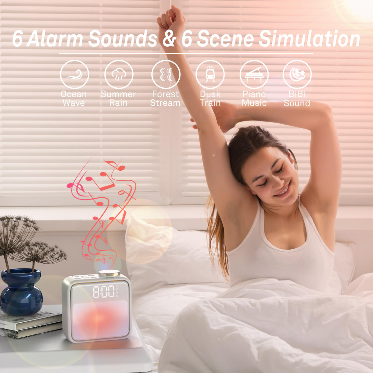 Airivo alarm clock with dual alarms and snooze for family schedules