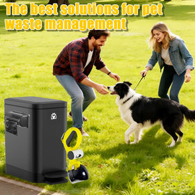Airjam compact outdoor trash can fits patios and yards.