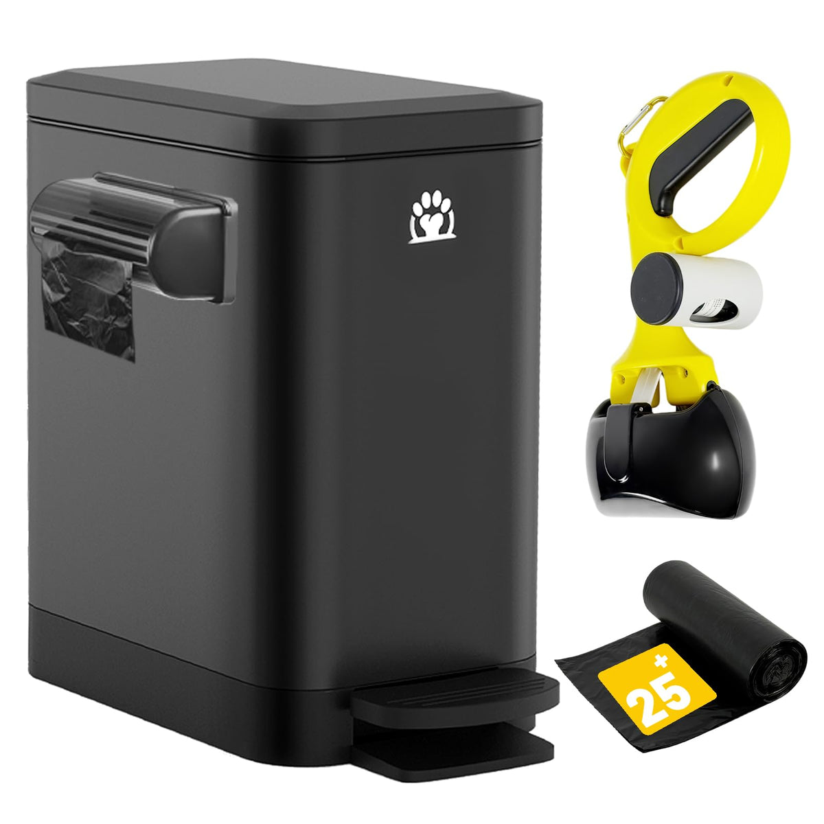 Airjam dog poop trash can outdoors with a lid for odor control.