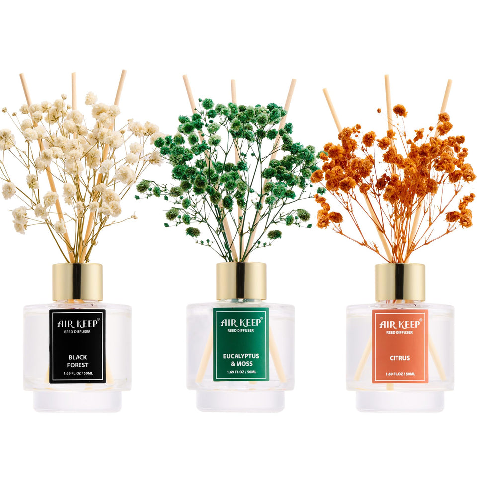 Airkeep Black Forest diffuser bottle releasing earthy aroma for cozy rooms