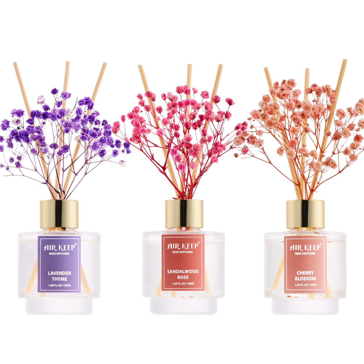 Airkeep Lavender Thyme diffuser bottle releases calming aroma for bedroom