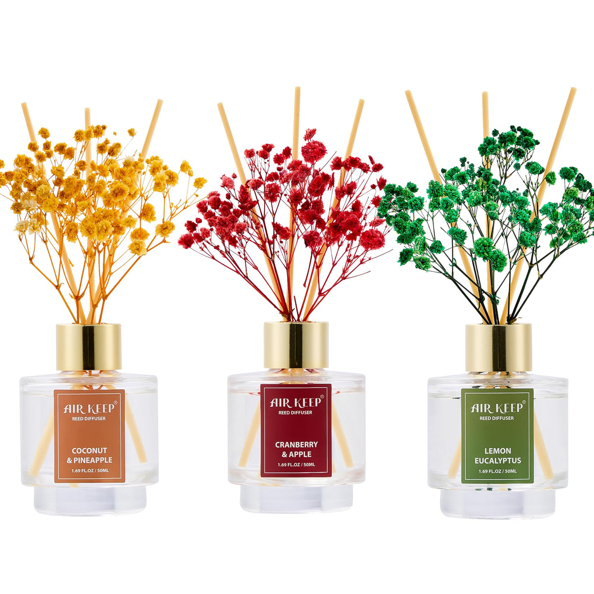 Airkeep reed diffuser Coconut Pineapple bottle for tropical living room ambiance