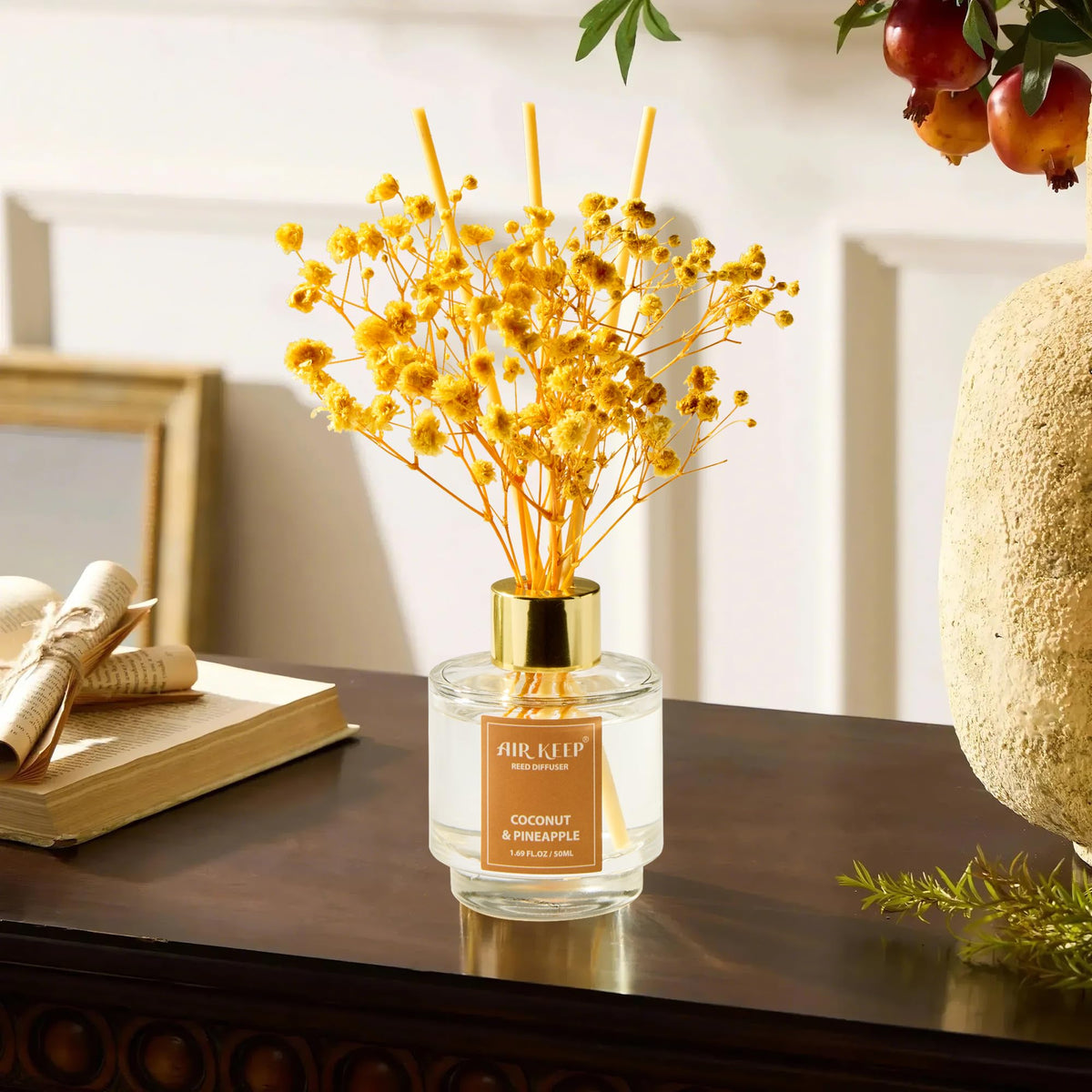 Airkeep reed diffuser Lemon Eucalyptus bottle for bright, fresh workspace scent